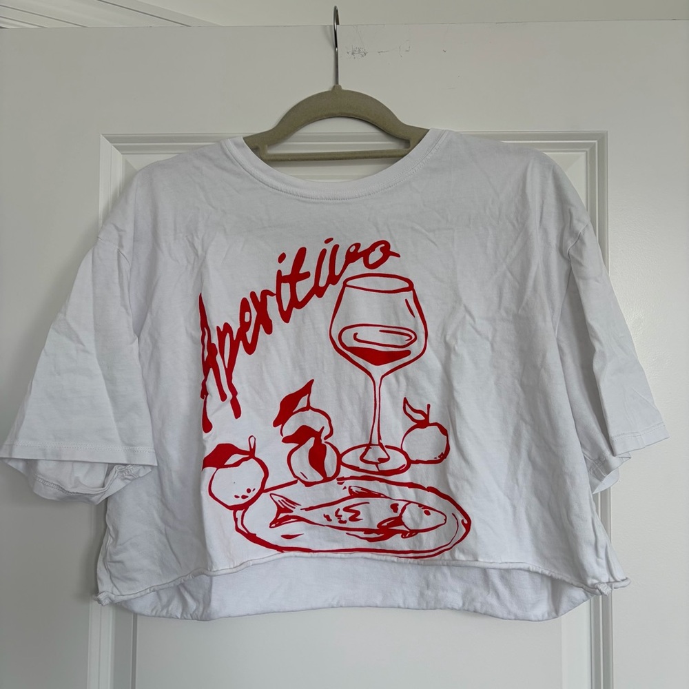 Universal Thread White Crewneck Tee with Script Label